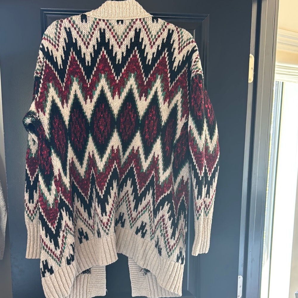 Women's Geometric Knit Cardigan Sweater - Picture 2 of 2